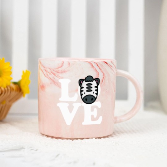 LOVE Zebra Funny Stripes Animal Face African Pun Marble Mugs
