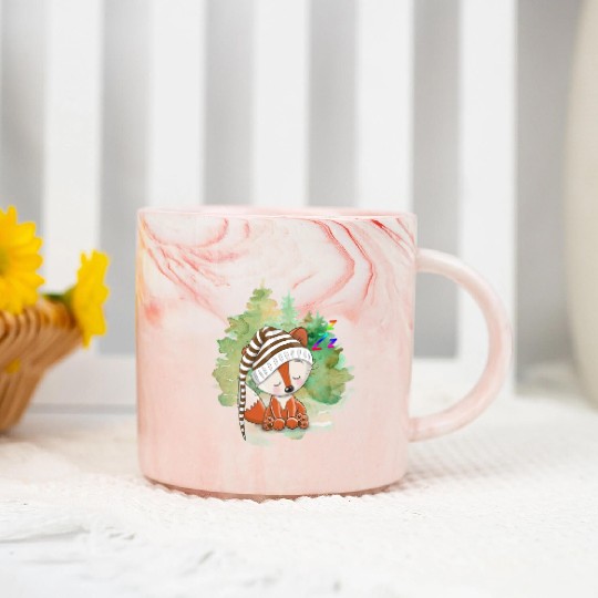 Pilot Fox Sitting On Grass With Tree Forest Marble Mugs