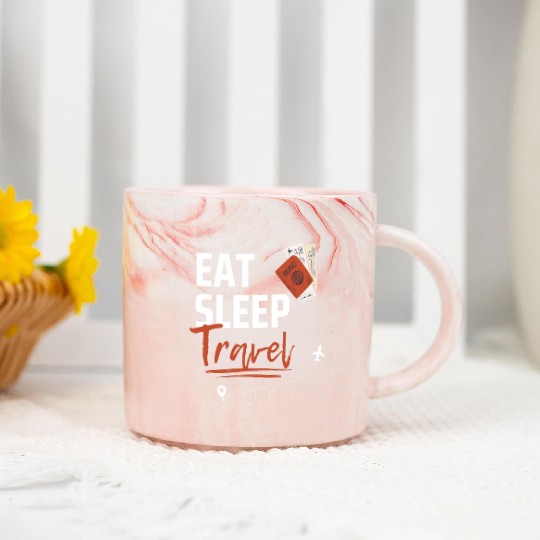 eat sleep travel - explore the world - traveling Marble Mugs