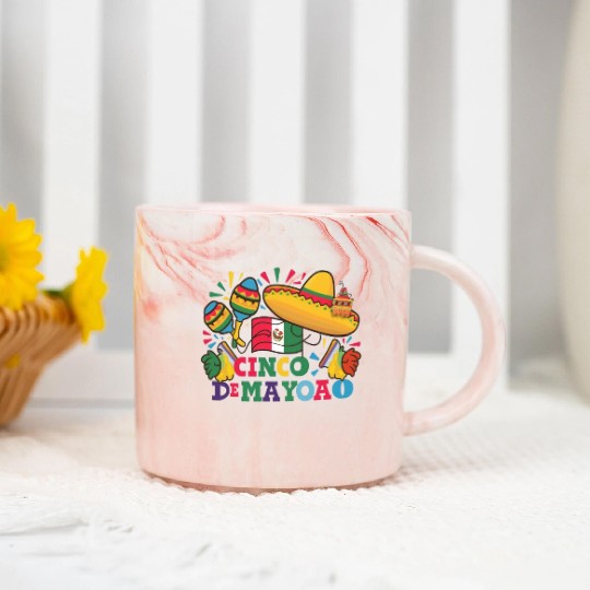 Cinco de Mayo: Mexican Flag Design Marble Mugs