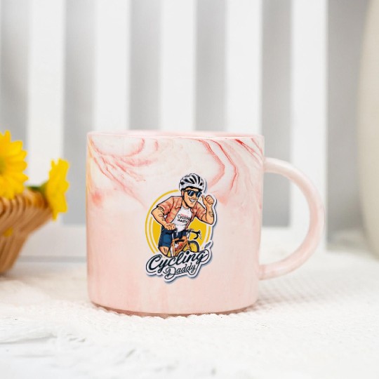 Cycling Daddy - Dad on bike - Father's Day Marble Mugs