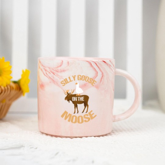 Silly Goose On The Moose Pun Geese Lover Marble Mugs