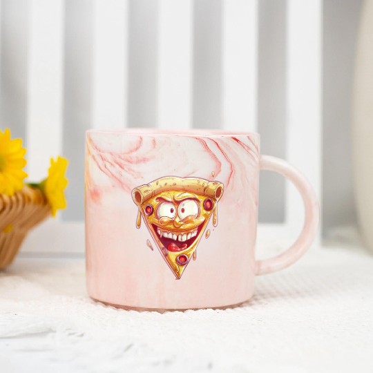 Cheesy Grinning Slice Captures Joy Marble Mugs