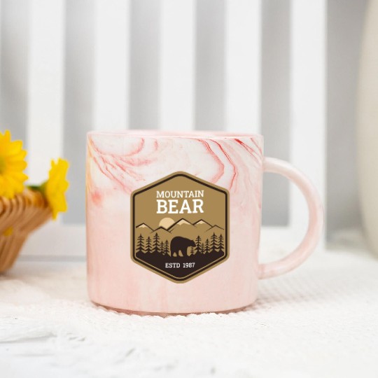 Mountain Bear - Brown Marble Mugs