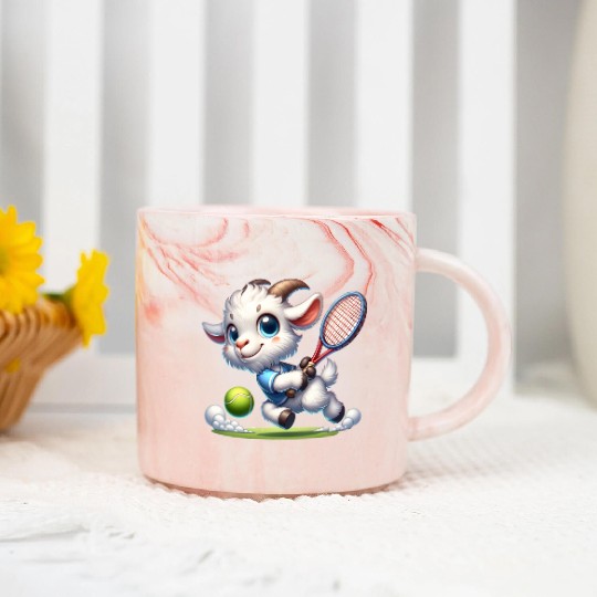 Goat Tennis Player Court Match Design Marble Mugs