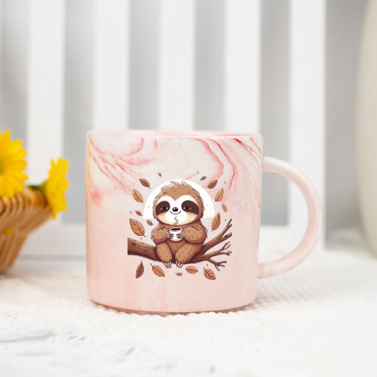 Sloth Drinking Coffee Marble Mugs