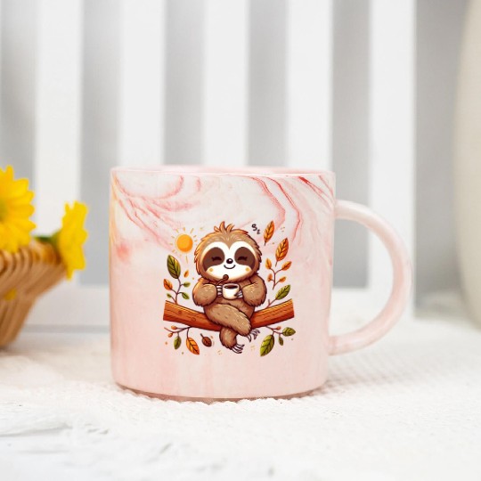 Sloth drinking a cup of coffee Marble Mugs