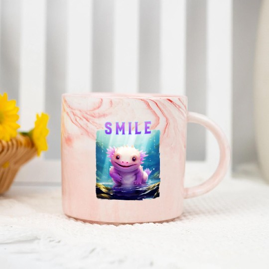Colorful Smiling Lizard Underwater Marble Mugs