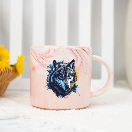 Alpha Wolf Paint Splash Marble Mugs