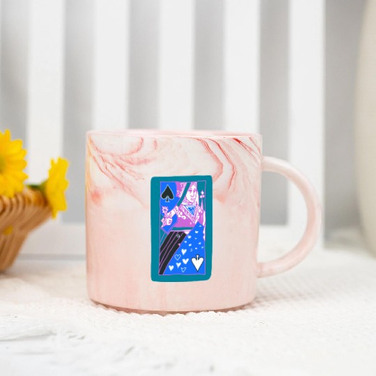 Teal Queen Of Spades Modern Art Playing Card Marble Mugs