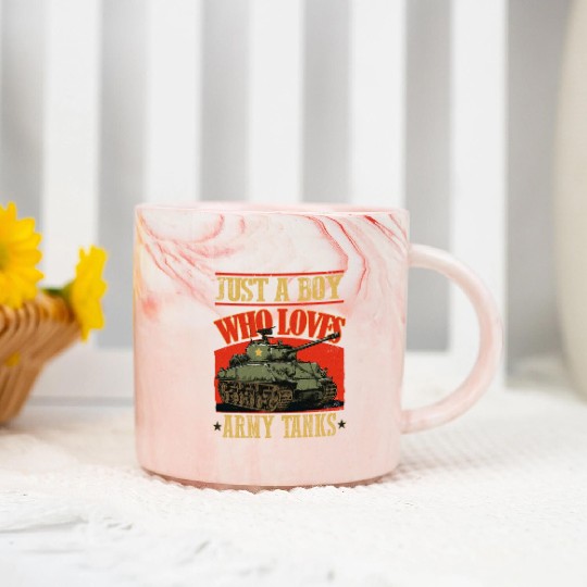 Just a Boy Who Loves Army Tanks a World War 2 Marble Mugs