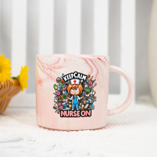 Keep Calm and Nurse On, Fun & Colorful Chaos Marble Mugs