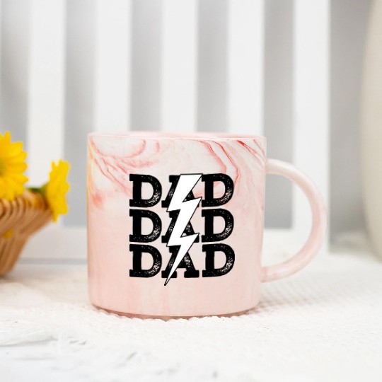 Baseball Dad Distressed Retro Lightning Bolt Marble Mugs