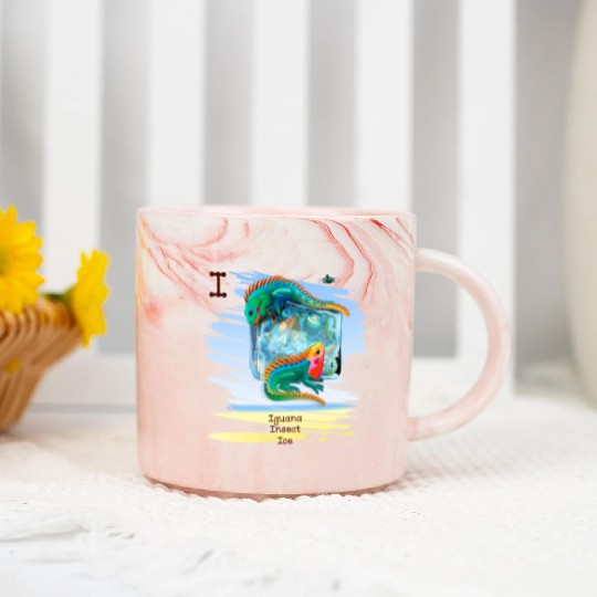 Unique Creative Cute I Alphabet Iguana Insect Ice Marble Mugs