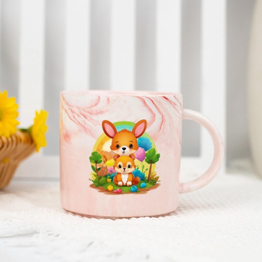 Kangaroo Kingdom Threads: Embrace Nature's Harmony Marble Mugs