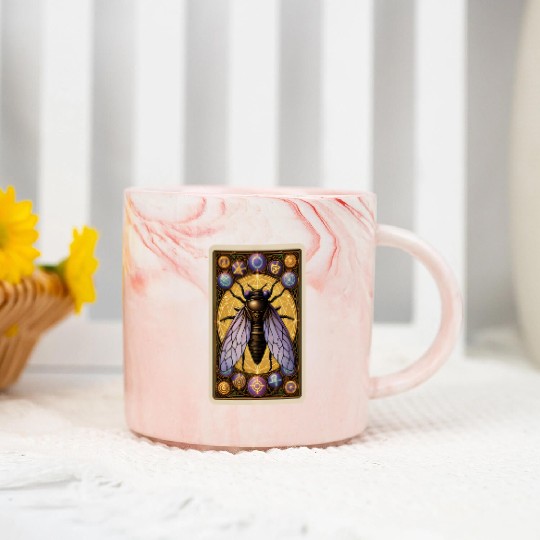 CICADA INVASION 2024 TAROT CARD, CICADAGEDDON 2024 Marble Mugs
