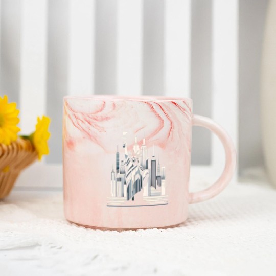 Statue of Liberty Embrace Marble Mugs
