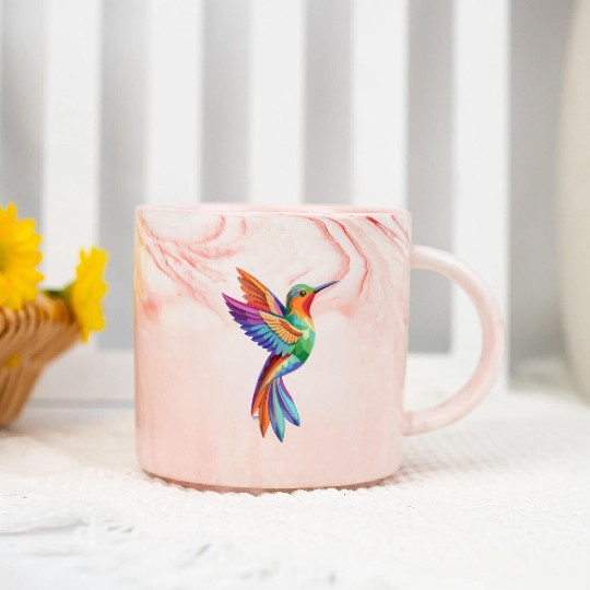Geometric Hummingbird Marble Mugs
