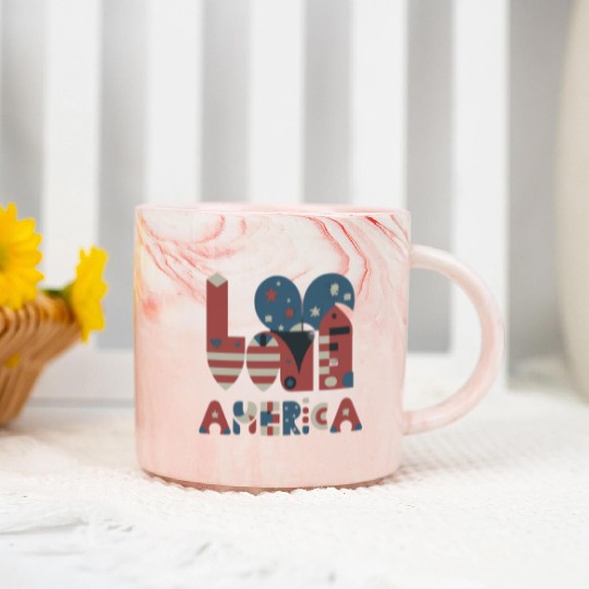 I Love America Marble Mugs