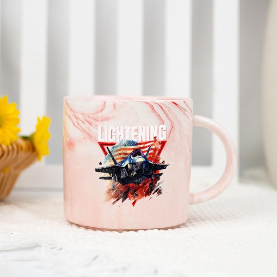 F35 Lightning Fighter Jet Plane Veteran Military Marble Mugs