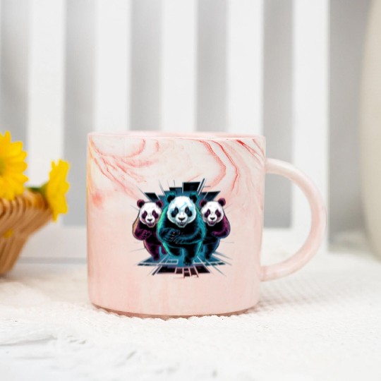 cheerfull panda running Marble Mugs