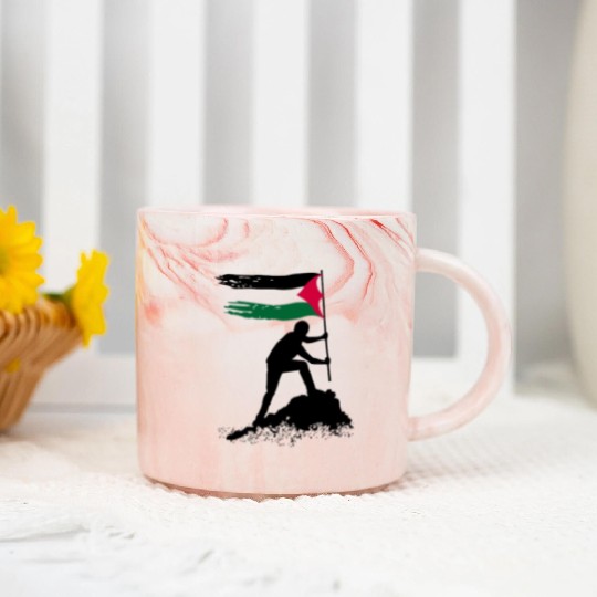 free palestine standing flag silhouette Marble Mugs