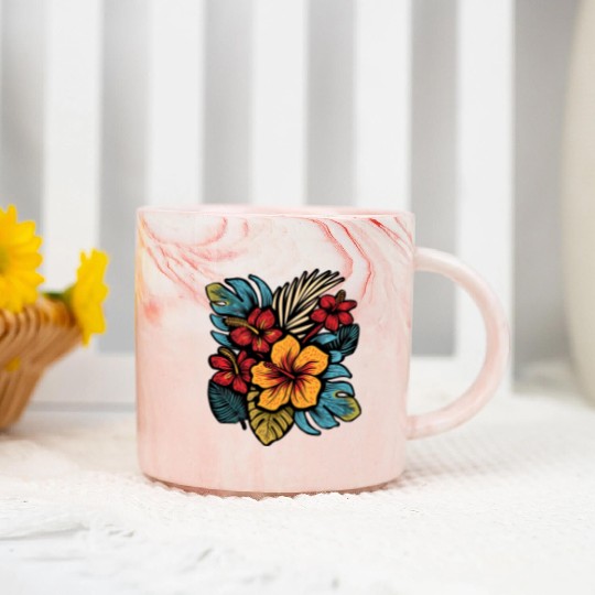 Hibiscus Marble Mugs