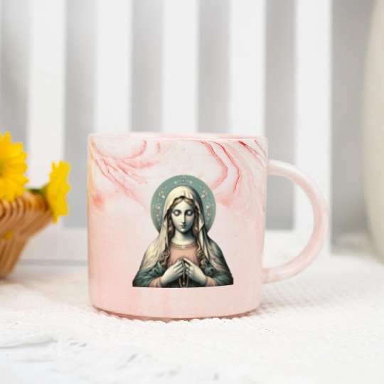 Serene Madonna ic Image Marble Mugs