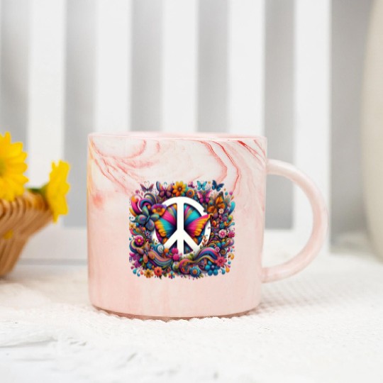 Peaceful Butterflies Symphony Marble Mugs