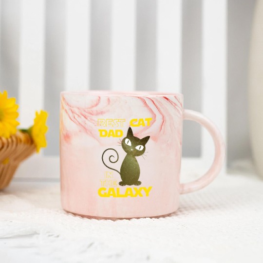 Galaxy Cat Best Cat Dad Marble Mugs