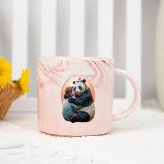 Panda Embrace Marble Mugs