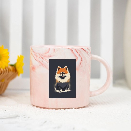 Pomeranian Dog 2 - Japanese Old Vintage Marble Mugs