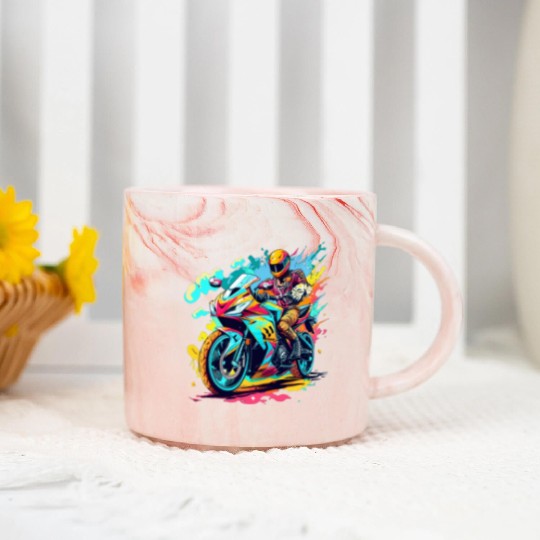Legend cross motocycle Biker Road Trip Marble Mugs
