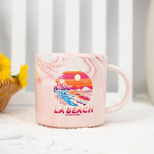 LA BEACH ,Los Angeles California Beach Marble Mugs