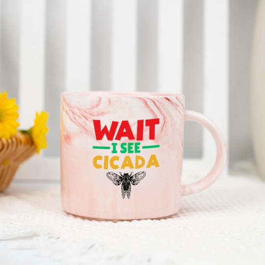 Wait I See Cicada, Colorful Cicada Spring Summer Marble Mugs