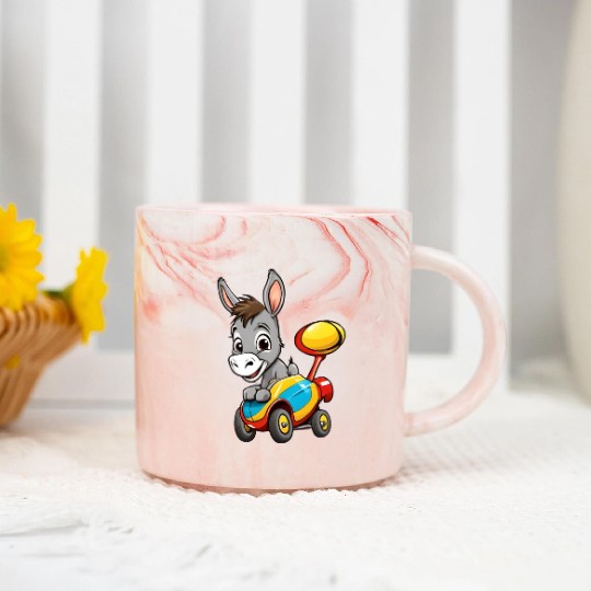 Speedy Donkey Auto Racing Design: Cute Racing Marble Mugs