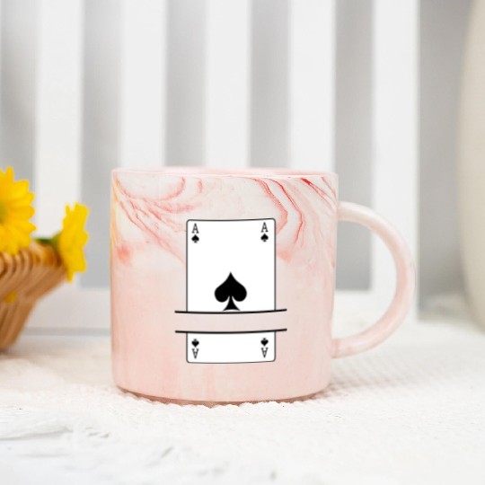 Playing card ace of spades with banner space Marble Mugs