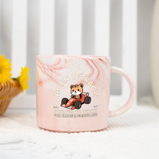 Born To Race Forced To Work Cheetah Marble Mugs