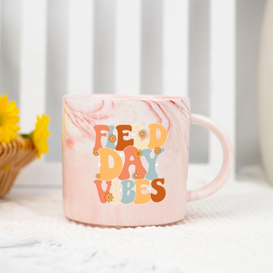 Field Day Vibes Outdoor Sunshine Flowers Marble Mugs