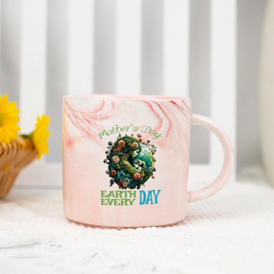 Green Mother's Day Earth Every Day Love Our Planet Marble Mugs