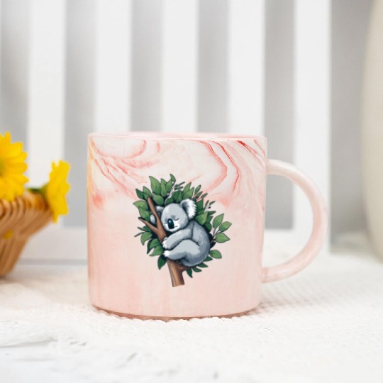 Slumbering Koala: Peaceful Tree Hugger Marble Mugs