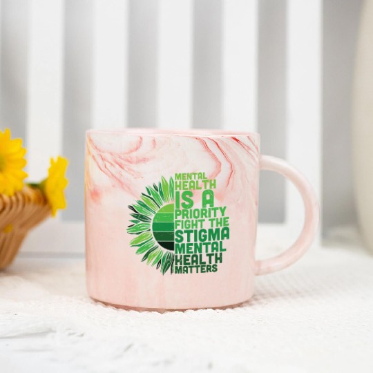 Mental Health Sunflower Marble Mugs