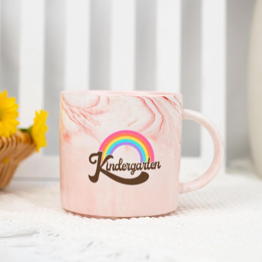 Kindergarten Retro Vintage Rainbow Teacher Appreci Marble Mugs