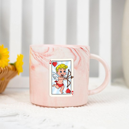 Playing card with cupid Marble Mugs