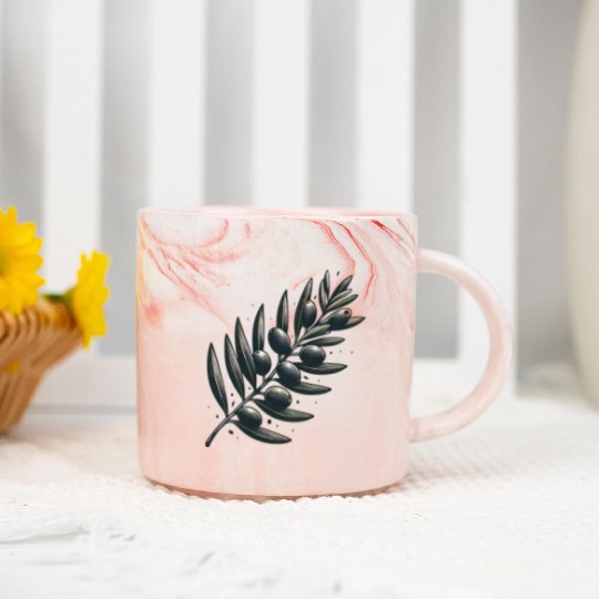 An olive Branch Marble Mugs