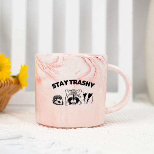Stay Trashy: Embrace Your Inner Raccoon Marble Mugs