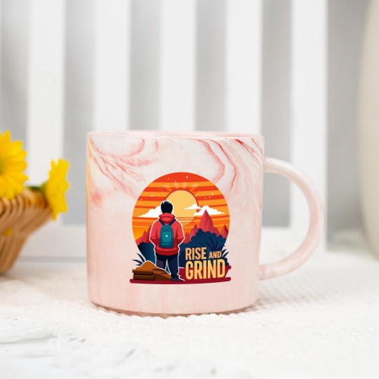 Rise and Grind - Sunrise Hustle Motivation Marble Mugs
