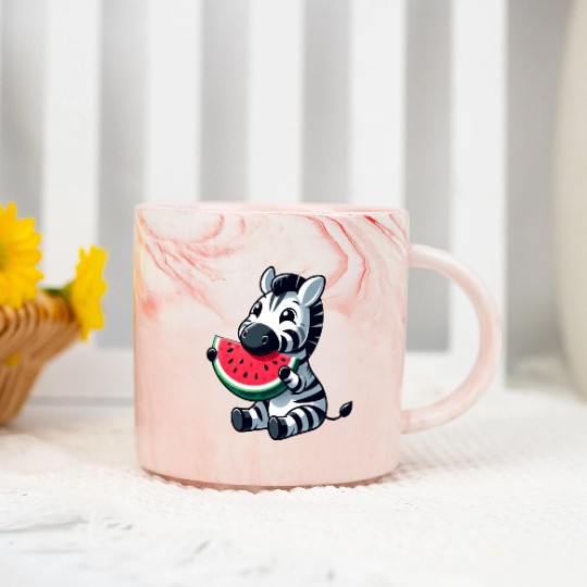 Zebra melon watermelon fruit fruity Marble Mugs