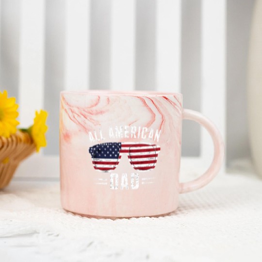 All American Dad 4th Of July Patriotic Pride Marble Mugs