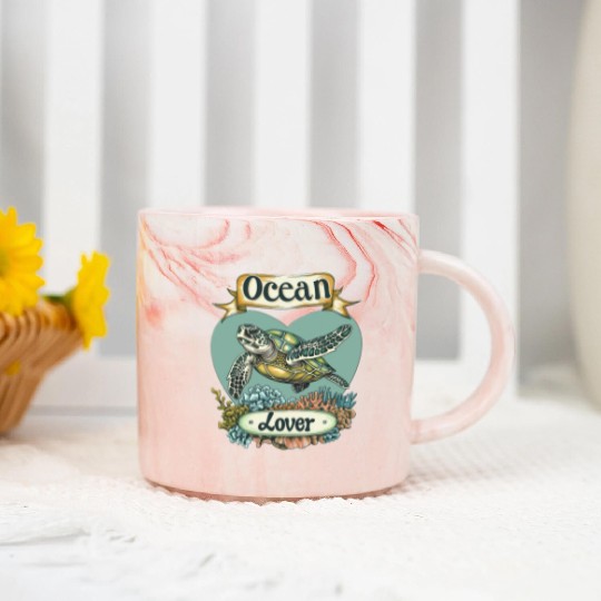 Ocean Lover Sea Turtle Marble Mugs